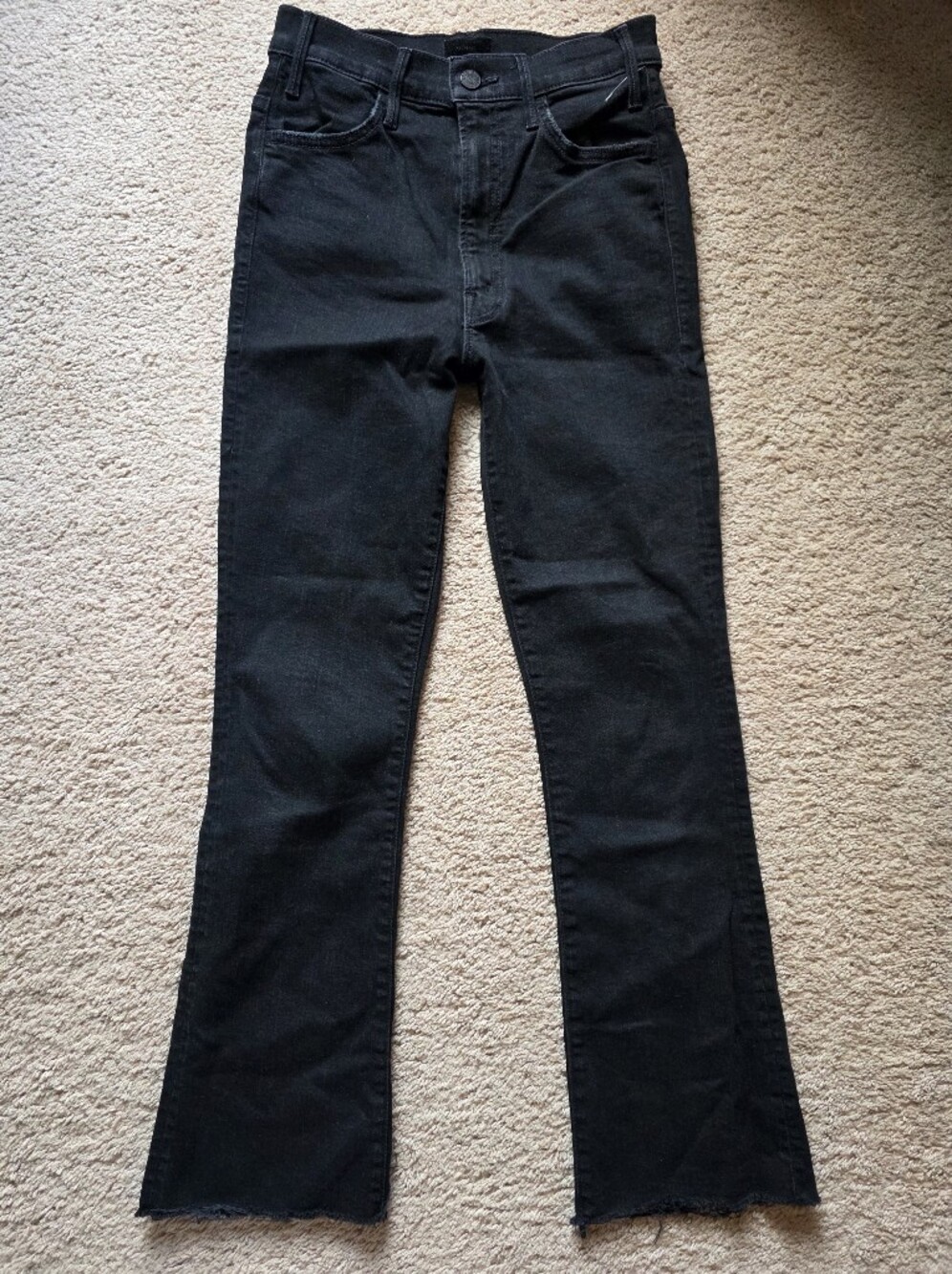 MOTHER The Hustler Ankle Fray Jeans Not Guilty Black High Rise Flare- Size 26